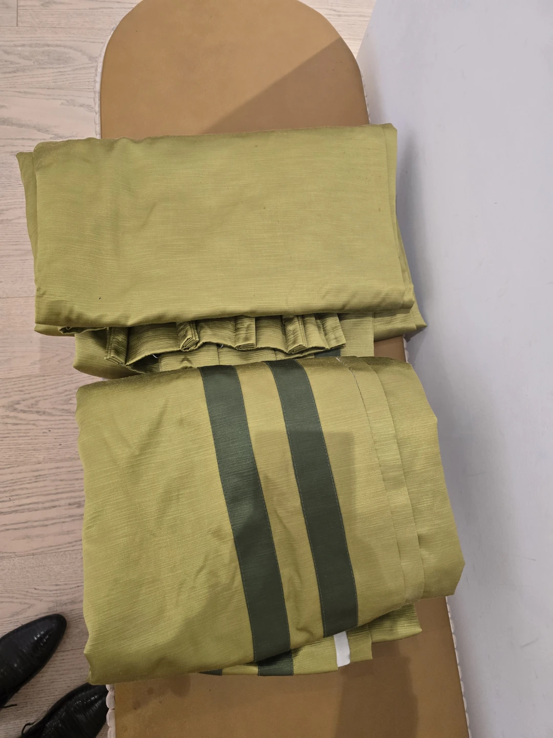 Green Striped Pinch Pleat Curtains 52x84 - photo 5