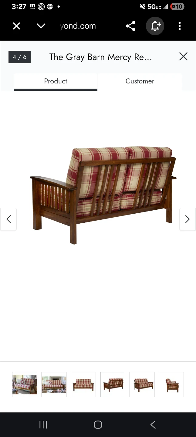 The Gray Barn Wooden Futon Sofa with Plaid Cushions - photo 4