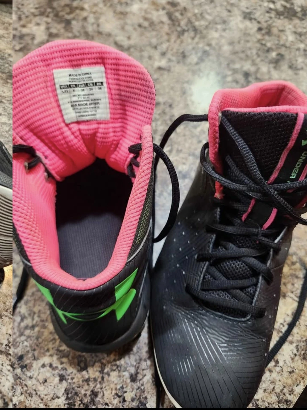 Under Armour Black & Pink Basketball Shoes - Youth Size 5