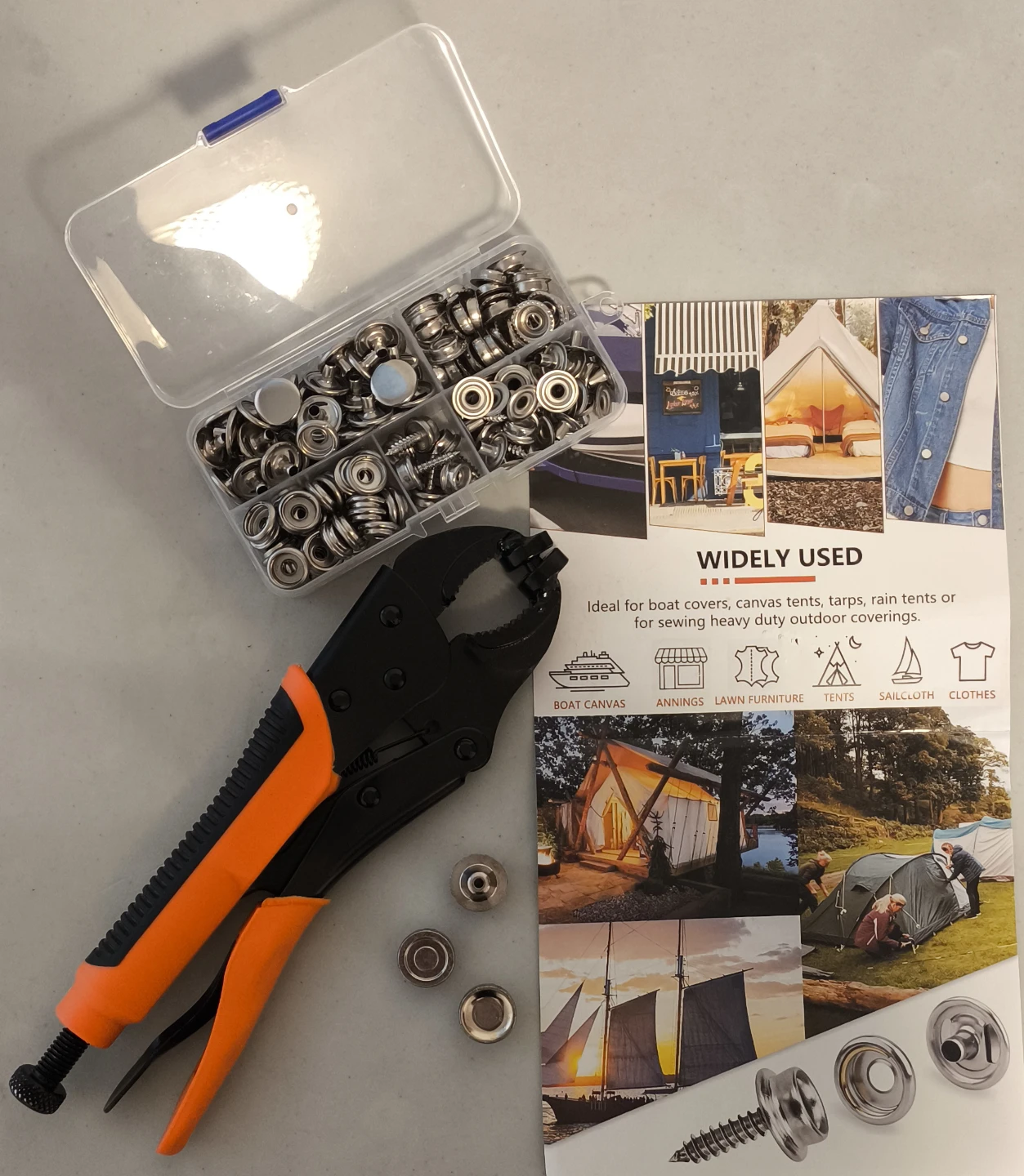 Snap Fastener Tool Kit with Pliers and Assorted Snaps