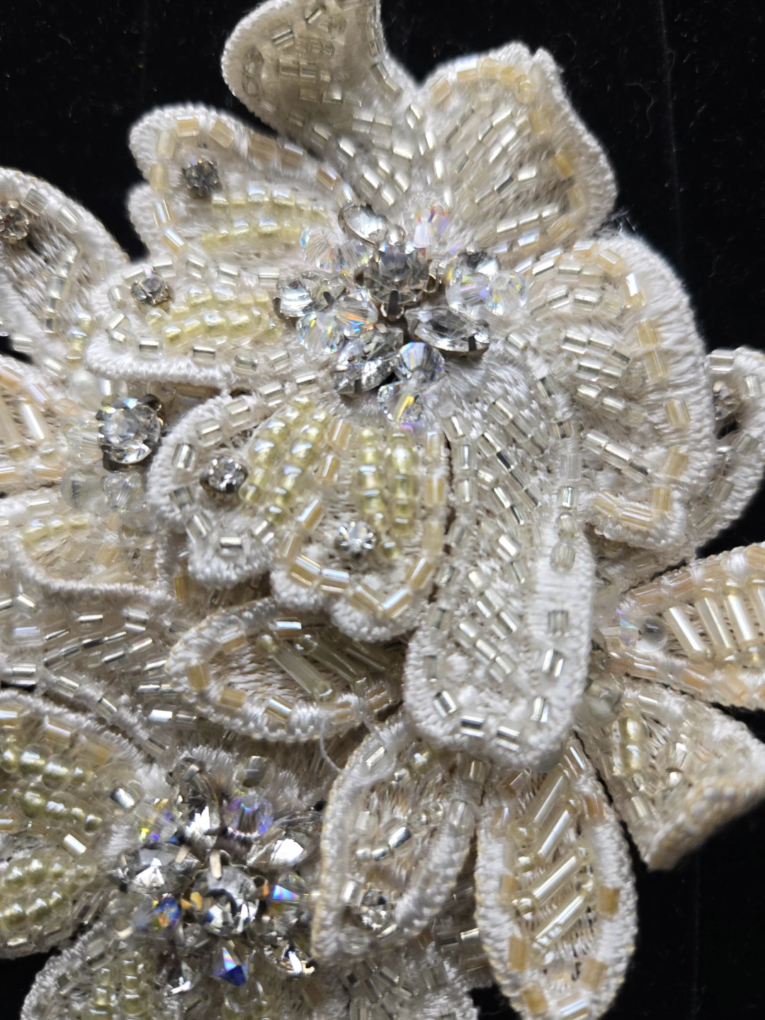 Beaded Floral Applique with Rhinestones - photo 2