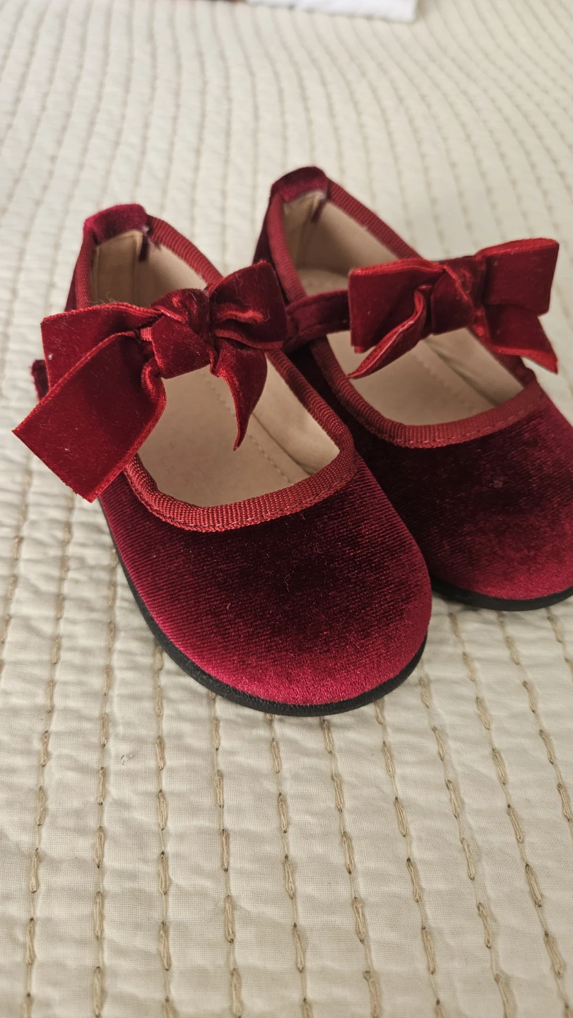 Toddler Girls Velvet Flats with Bows size 21