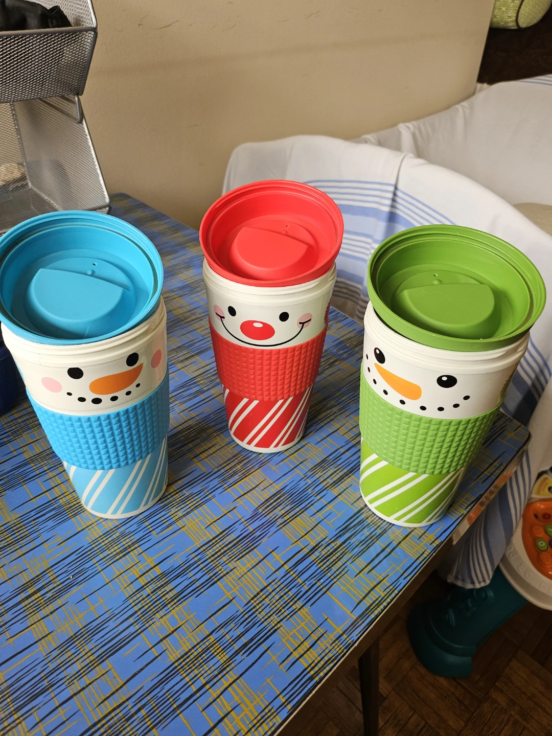 Set of 3 Snowman Tumblers with Lids - photo 2