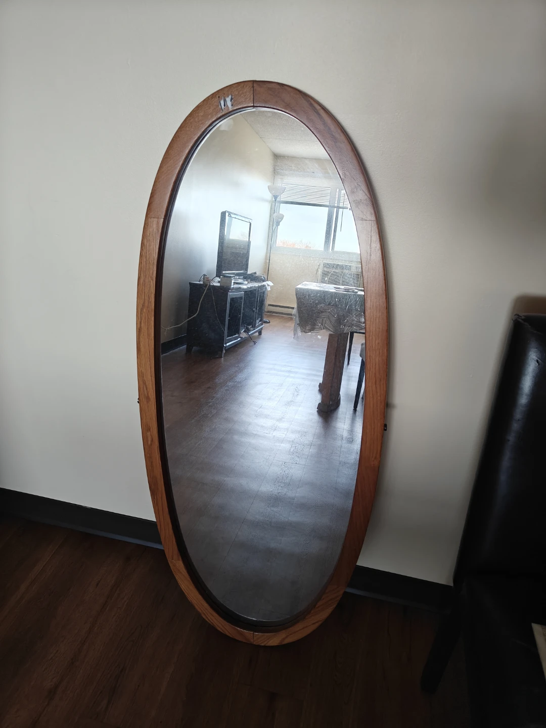 Oval Wood Framed Mirror - photo 3