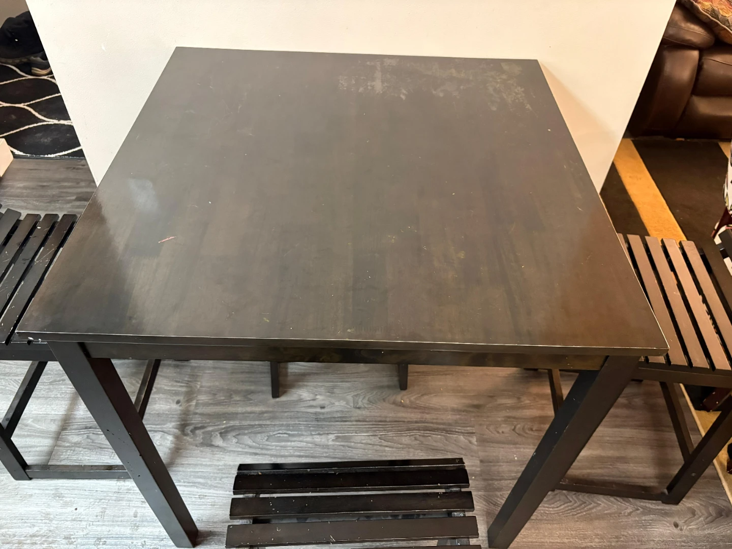 Black Square Dining Table Set with 4 Stools - photo 2