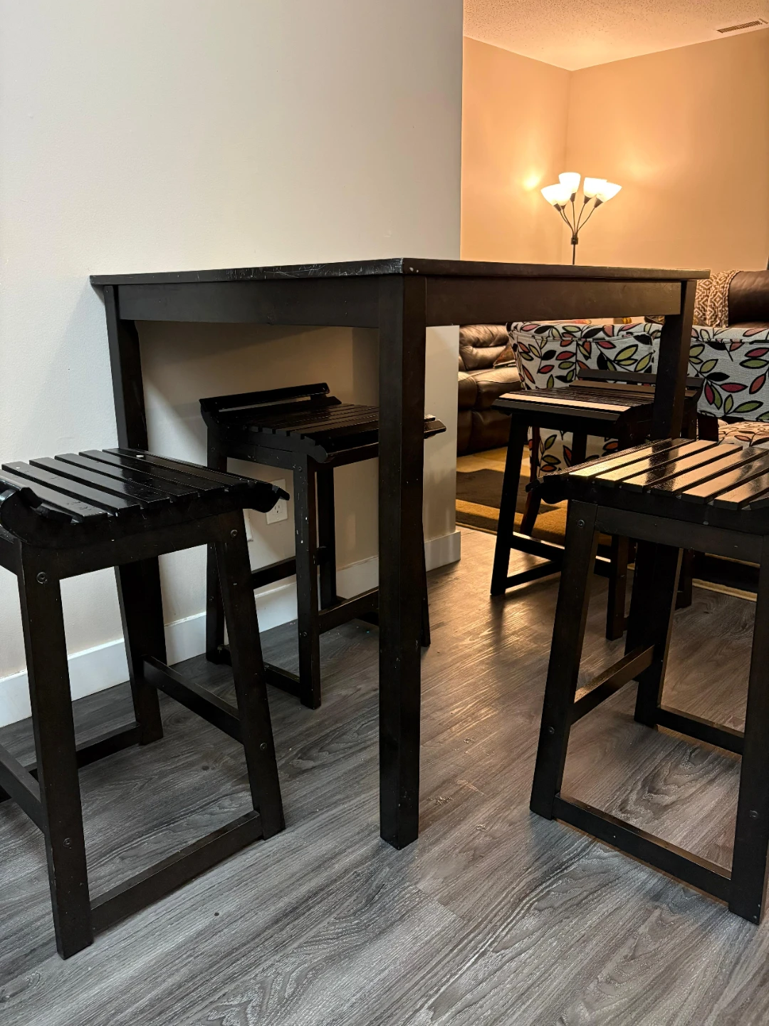 Black Square Dining Table Set with 4 Stools - photo 3