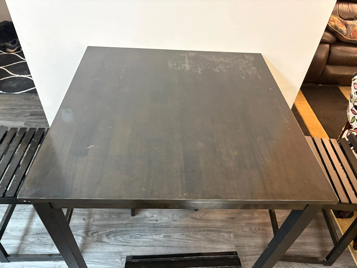 Black Square Dining Table Set with 4 Stools - photo 4
