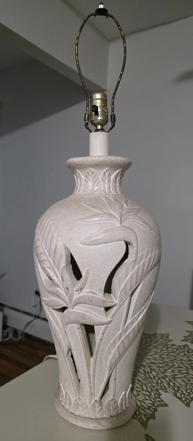 Vintage Carved Bird of Paradise Lamp Base