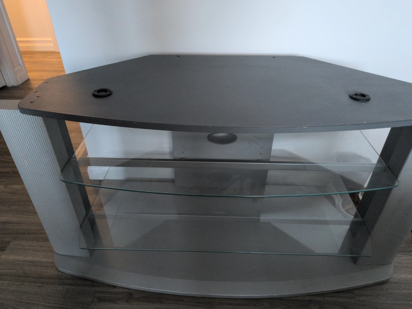 Corner TV Stand with Glass Shelves