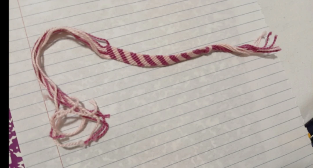 Pink and White Striped Friendship Bracelet - photo 2