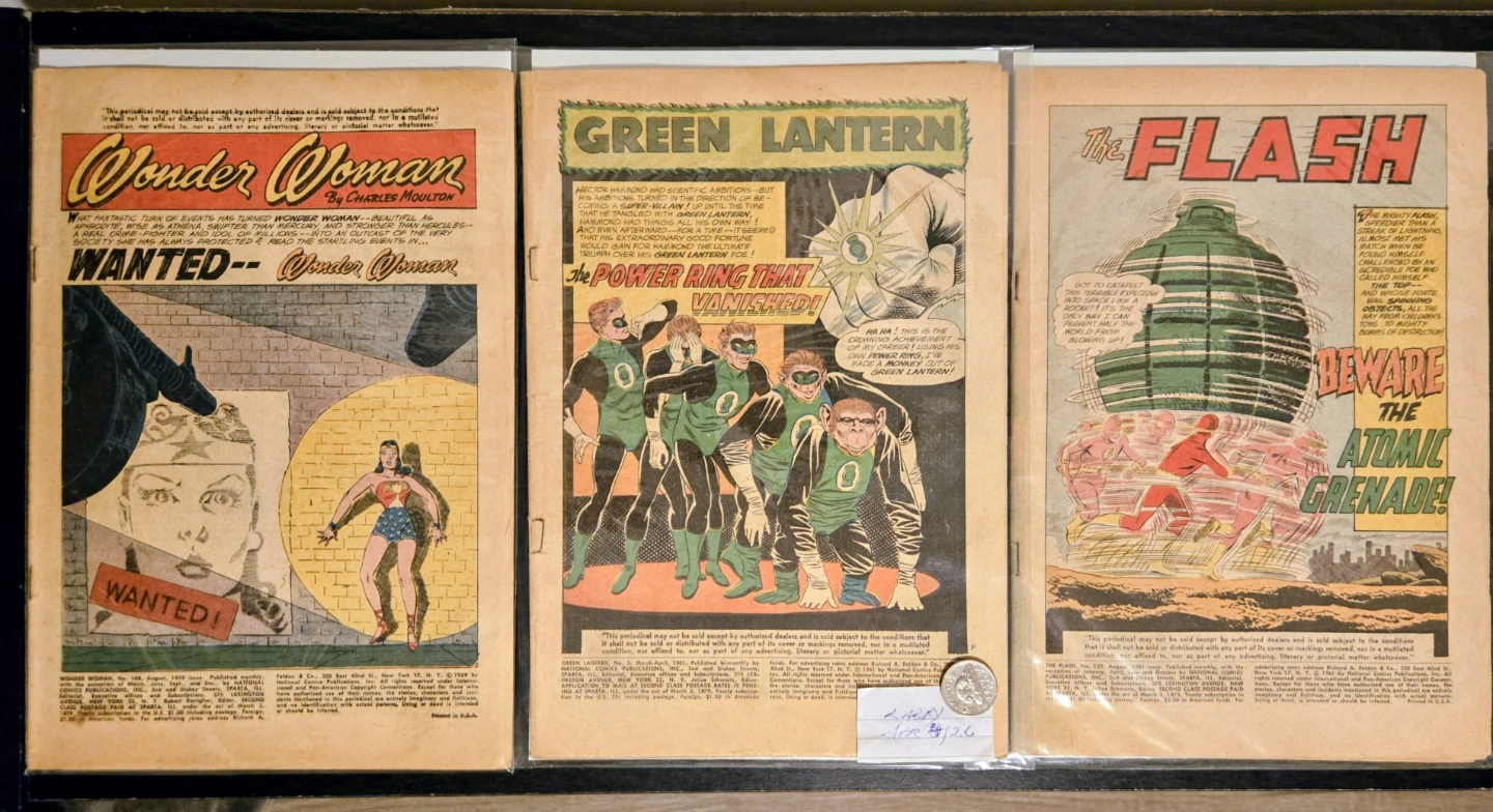 Vintage 1959-61 Silver Age DC Green Lantern, Flash, W. Woman