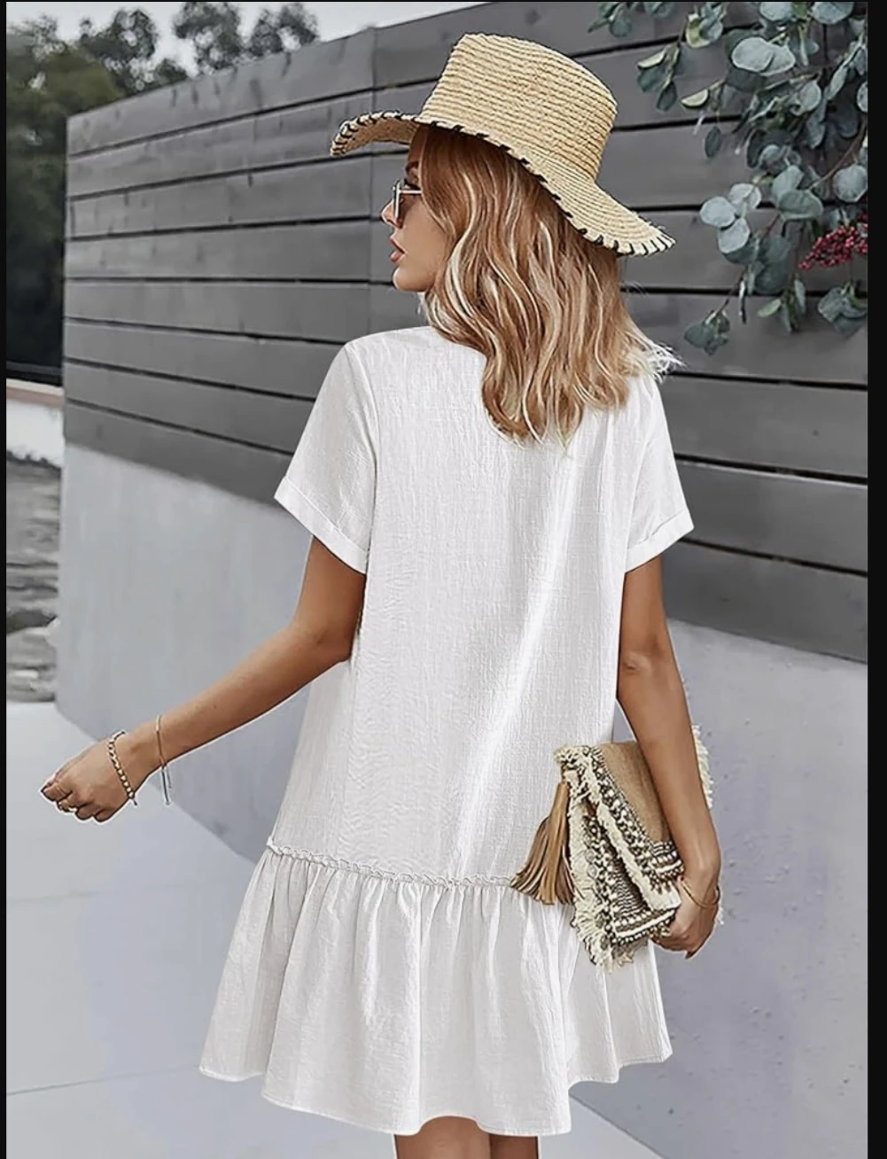 NWT HOTOUCH White Button-Up Tiered Dress Medium - photo 5