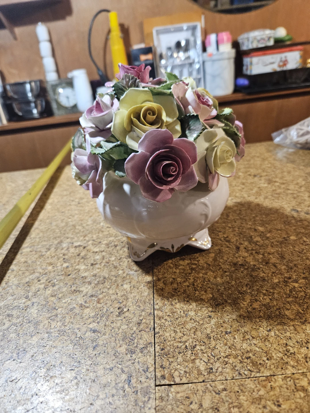 Vintage Porcelain Rose Flower Arrangement Vase - photo 2