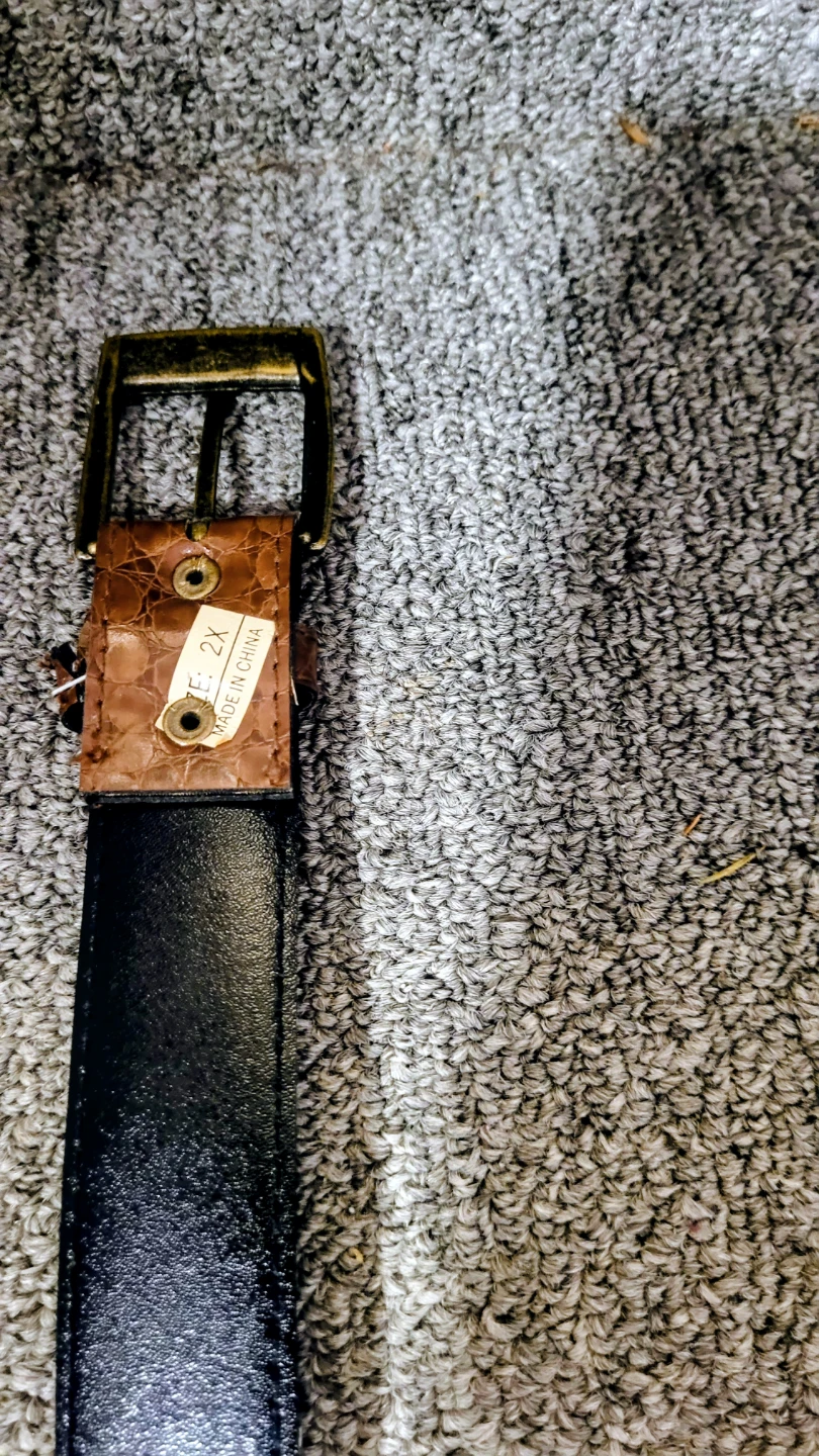 Men's Black and Brown Faux Leather Belt