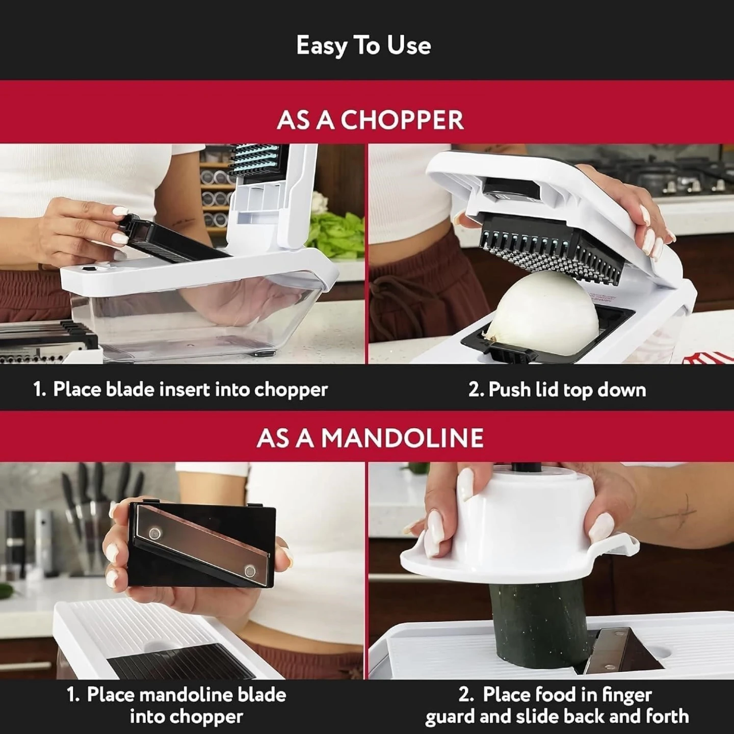 Brand New>>Joined 8-in-1 Food Chopper and Mandoline Slicer - photo 4