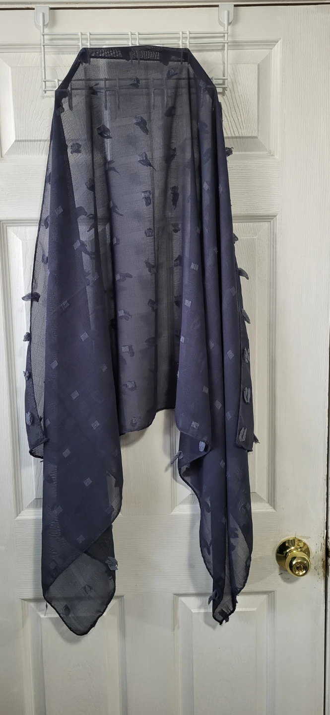 Dark Gray Scarf with Textured Embellishments