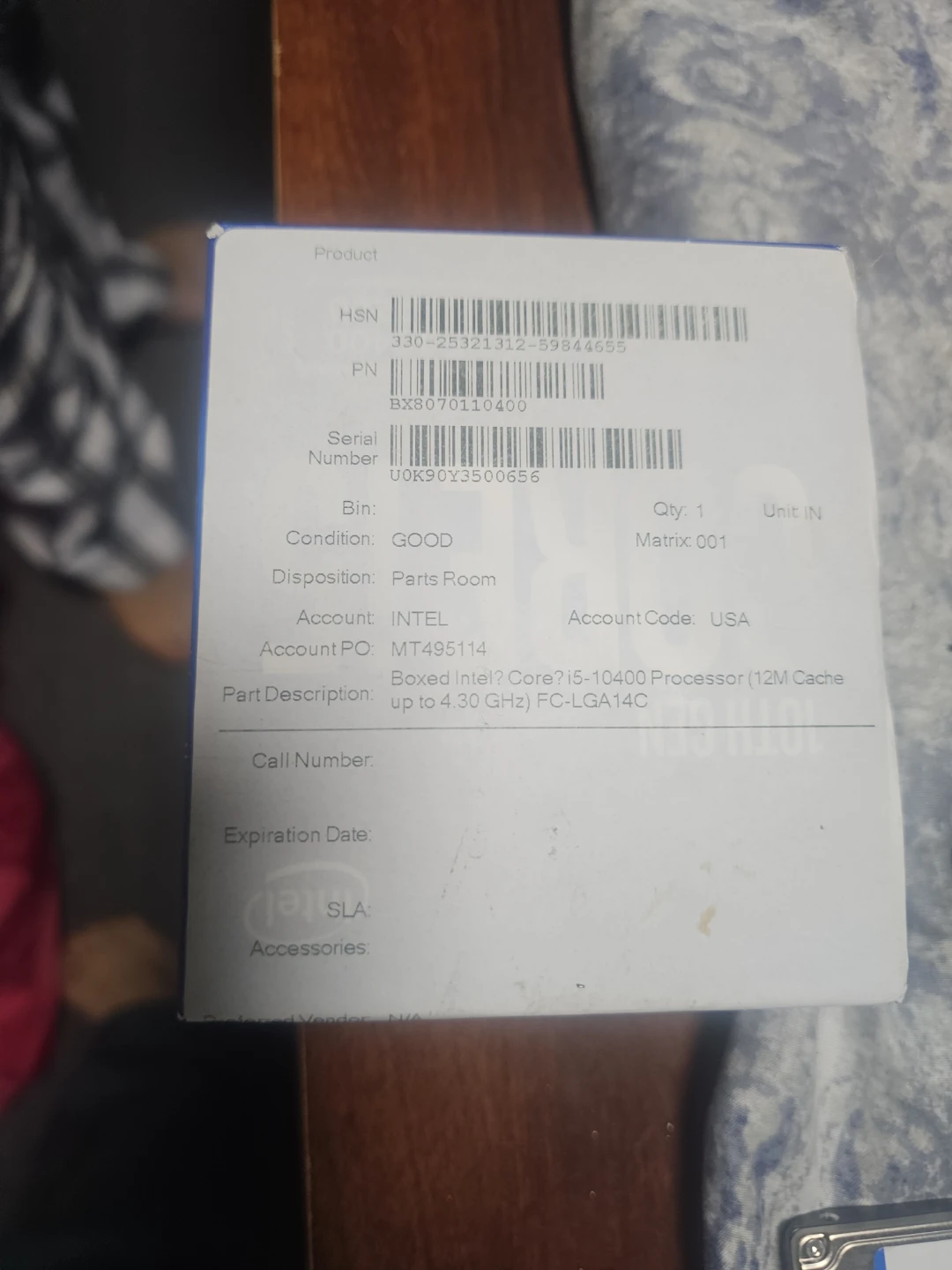 Intel Core i5-10400 Processor (BX8070110400)
