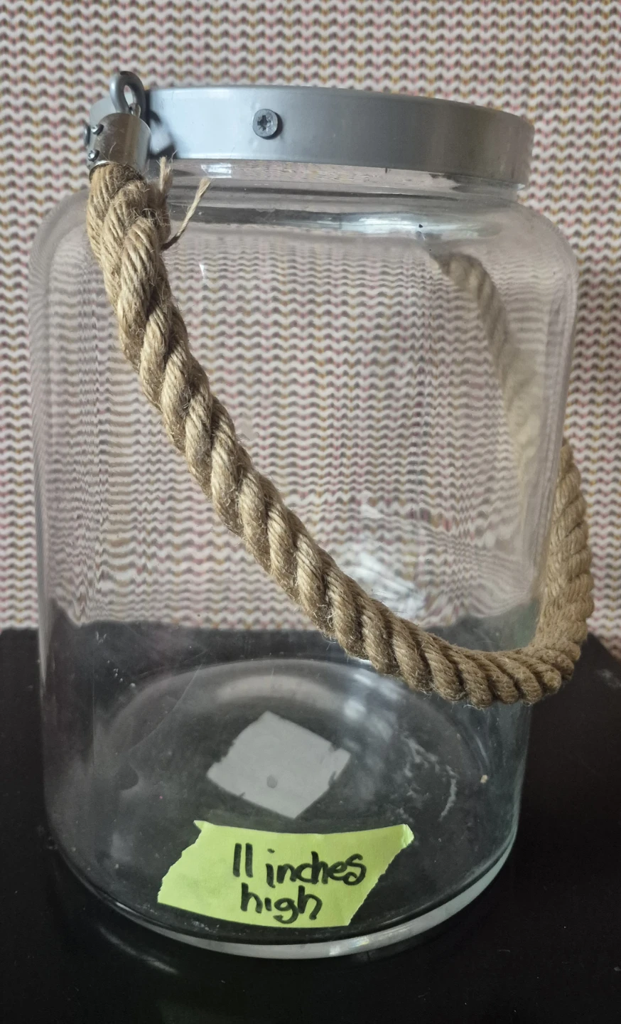 Glass Jar Lantern with Rope Handle