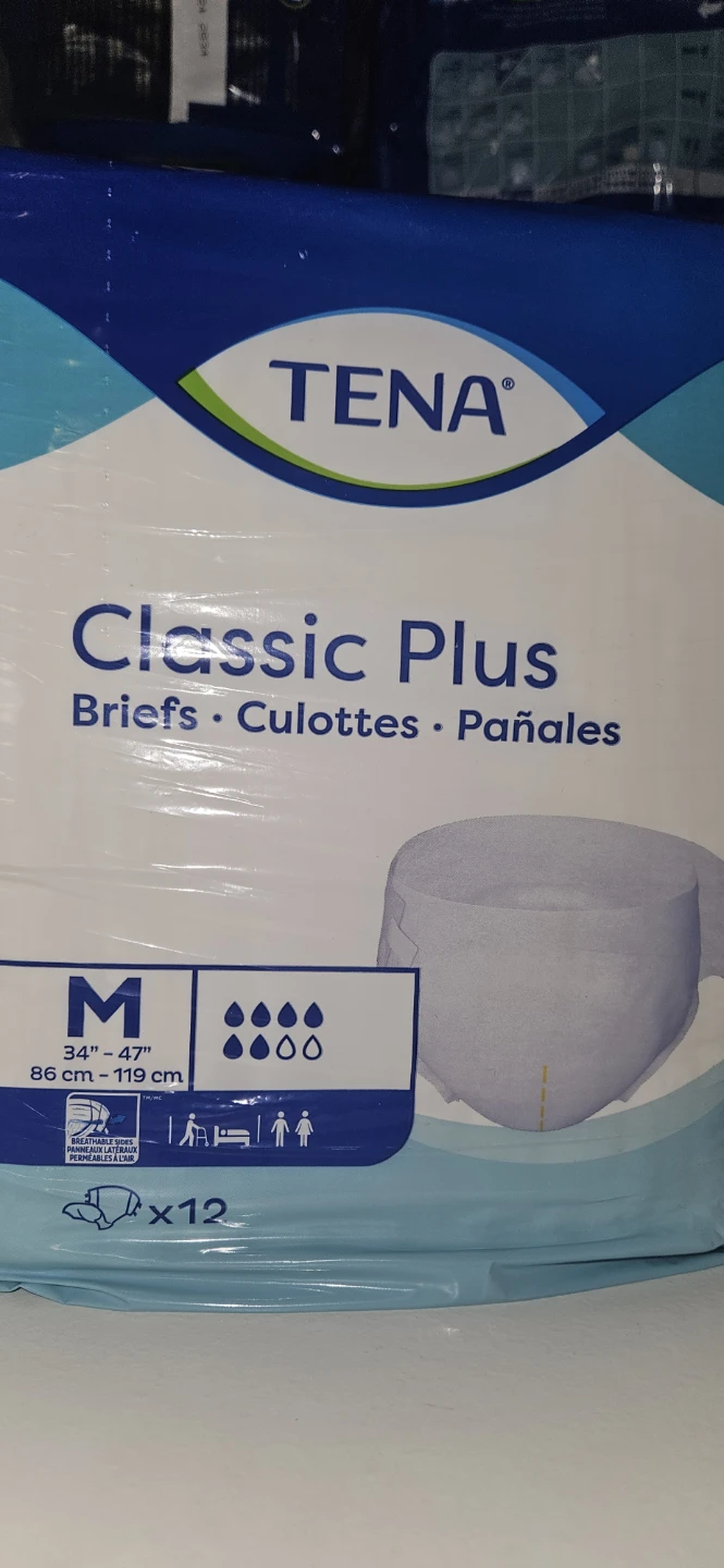 NEW Tena Classic Plus Briefs - Medium (12 Count)