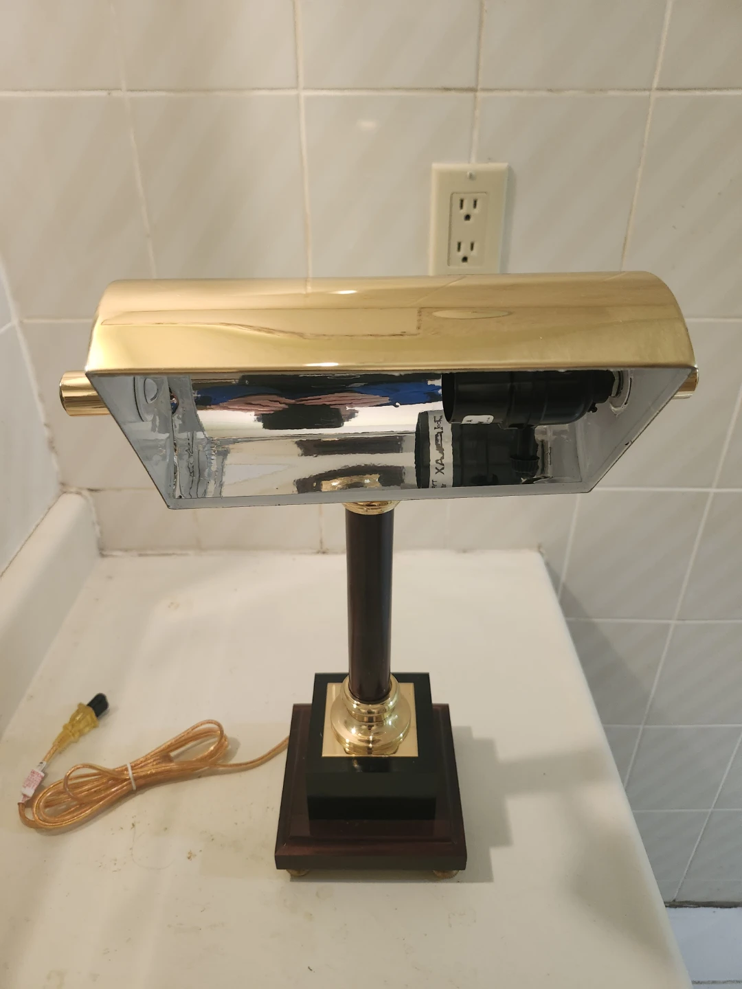 Vintage Brass Banker's Desk Lamp