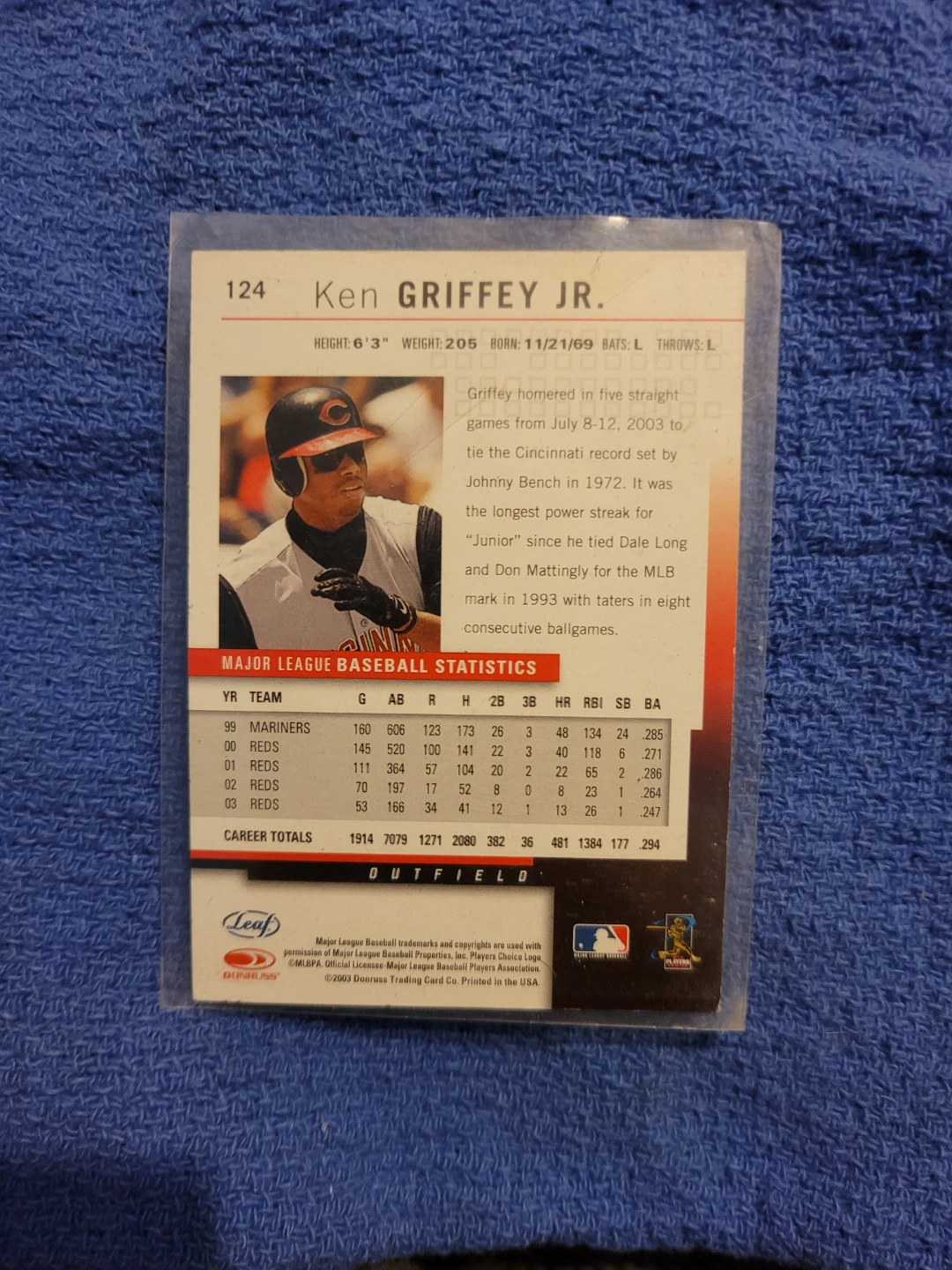 Ken Griffey Jr. Baseball Card - Leaf - photo 3