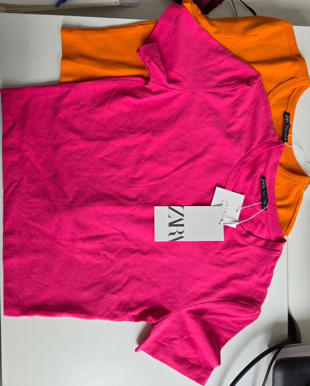 Zara Women's Short Sleeve T-Shirts - Pink & Orange (Size S) - photo 2