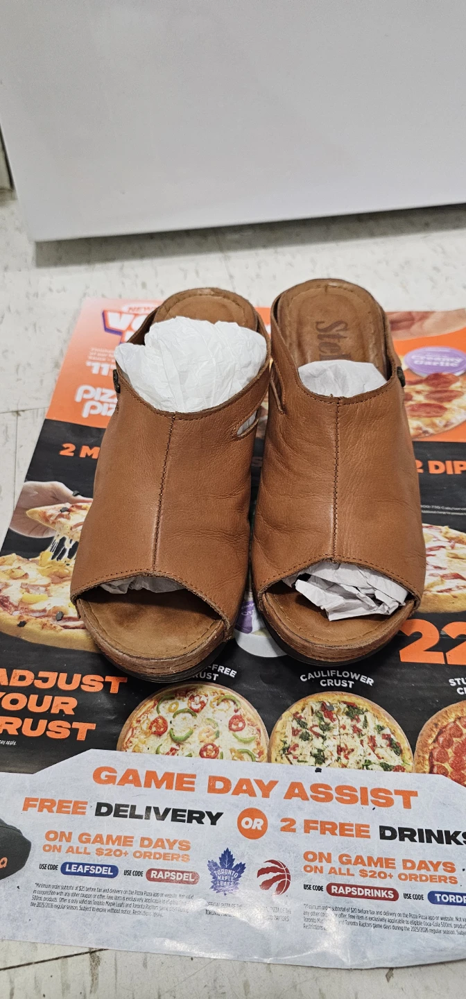 Sorel Brown Leather Wedge Mules Women's Size 6 (36)