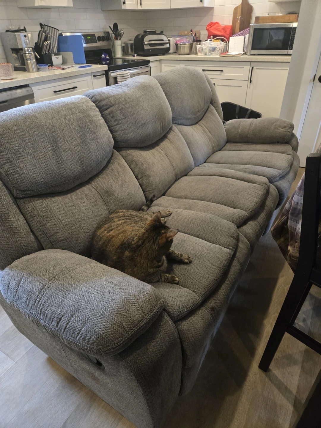 Grey Reclining Sofa with Cup Holders - photo 2