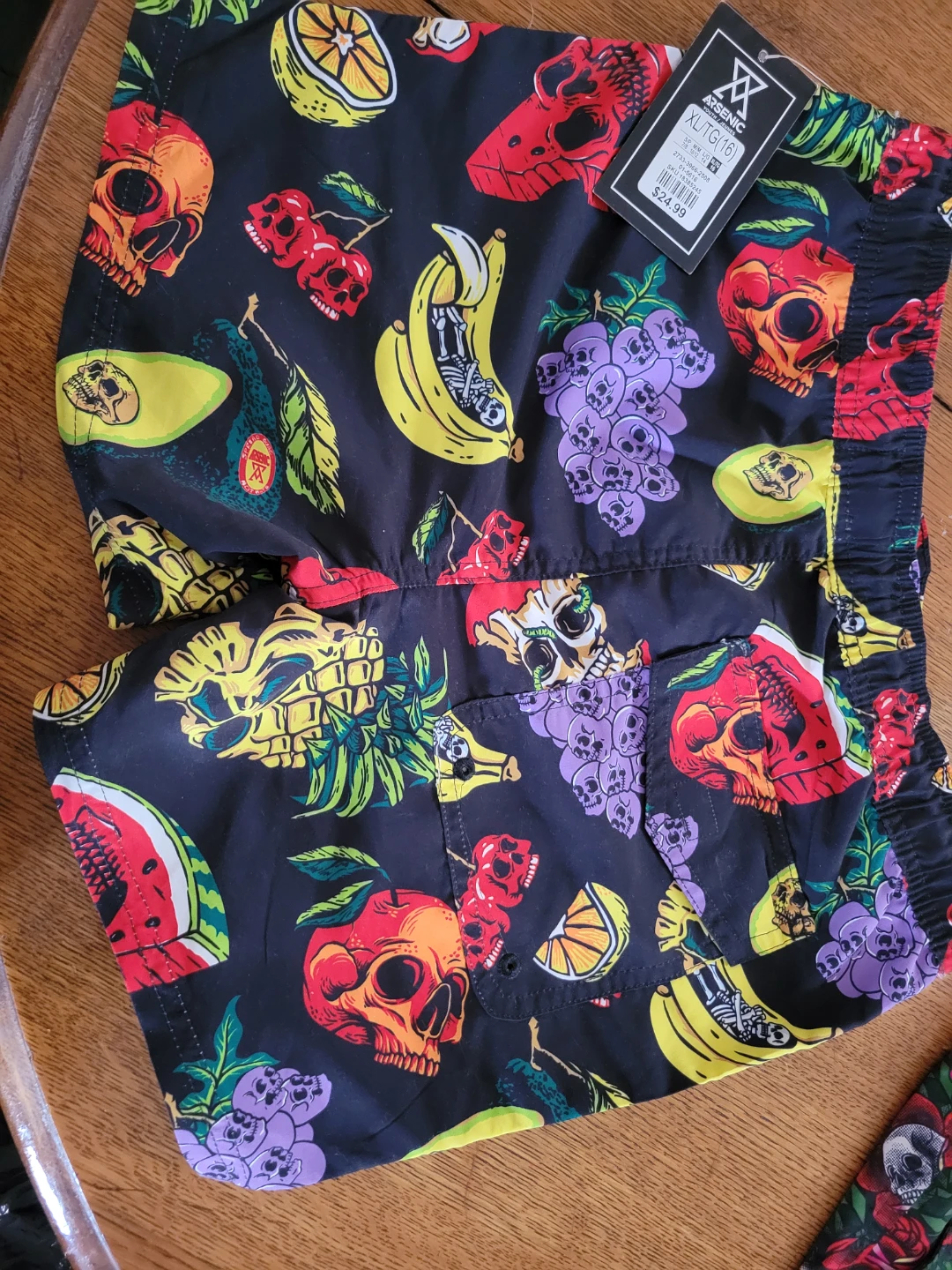 Asscnd XL Black Fruit Skull Swim Shorts