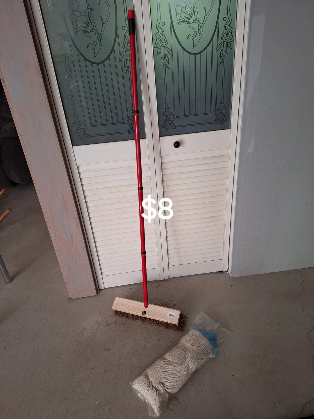 Broom with Wooden Handle and Mop Head