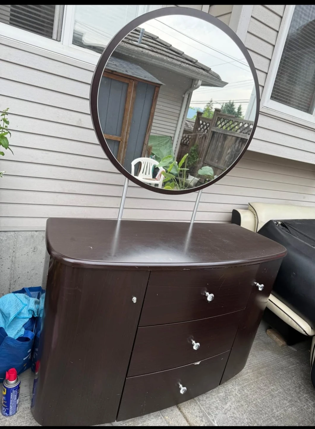 Dark Brown Vanity Dresser with Mirror