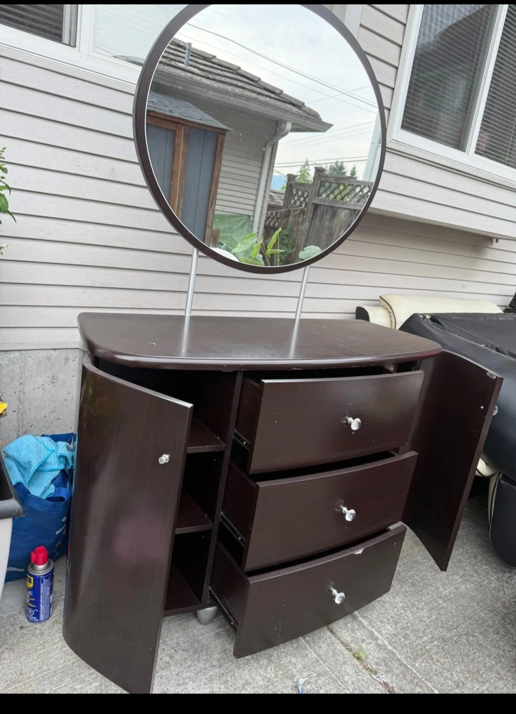 Dark Brown Vanity Dresser with Mirror - photo 2