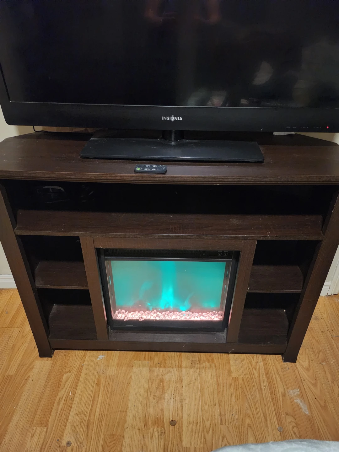 Dark Brown TV Stand with Electric Fireplace