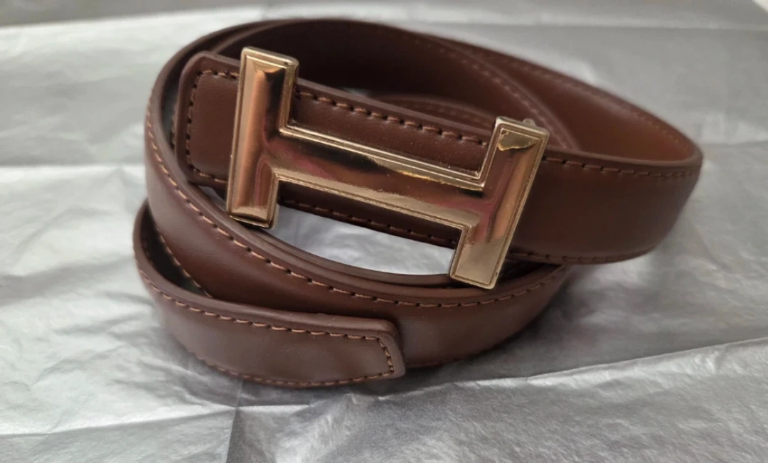 Brown Belt with Gold H Buckle