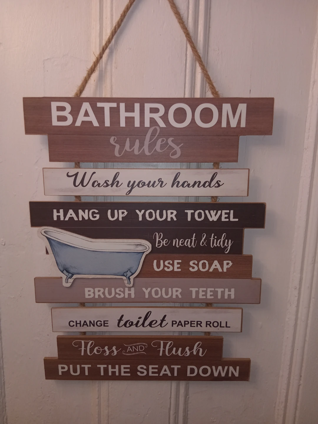 Bathroom Rules Wooden Sign🌱
