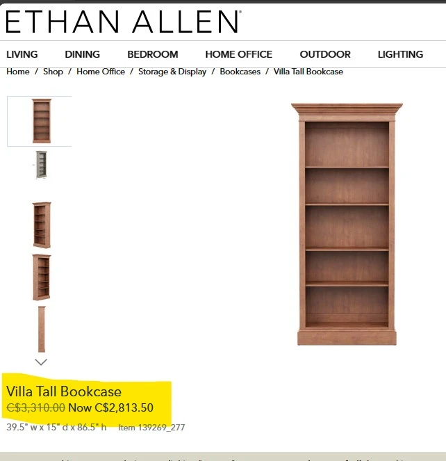 Ethan Allen Villa Tall Bookcase - Mahogany