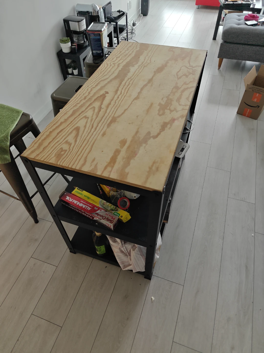 Metal and Wood Kitchen Island