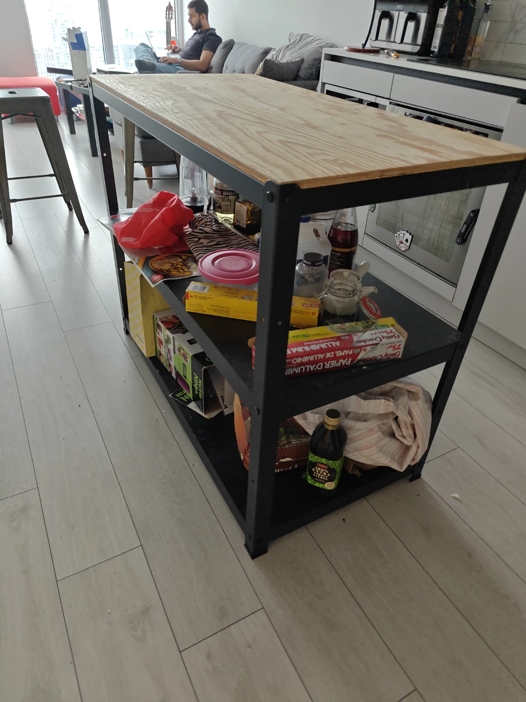 Metal and Wood Kitchen Island - photo 2