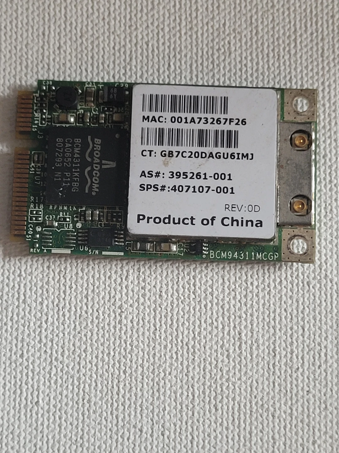 Broadcom BCM94311MCG WLAN Card SPS 407107-001 - photo 2