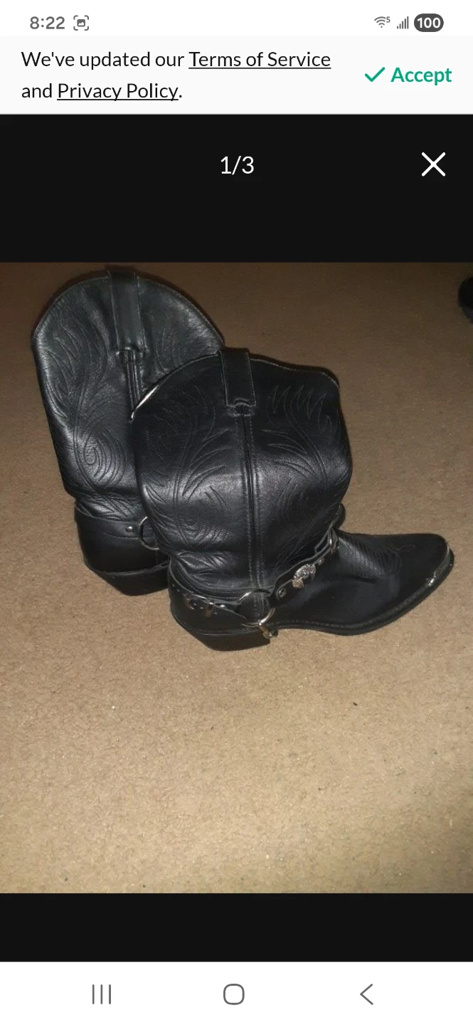 Durango Black Leather Cowboy Boots Size 9.5 D