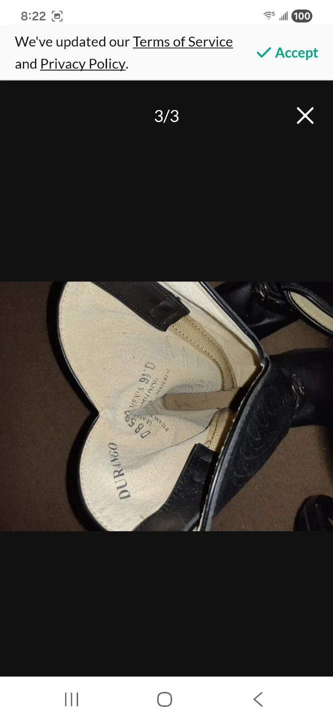 Durango Black Leather Cowboy Boots Size 9.5 D - photo 3