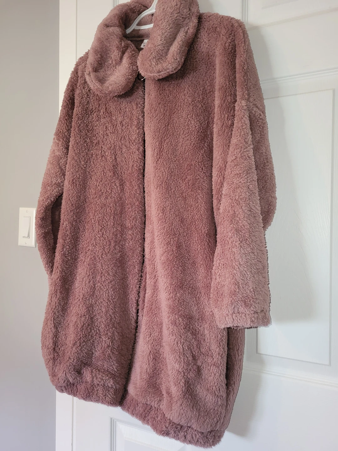 Pink Sherpa Fleece Teddy Coat with Collar and Pockets - photo 2