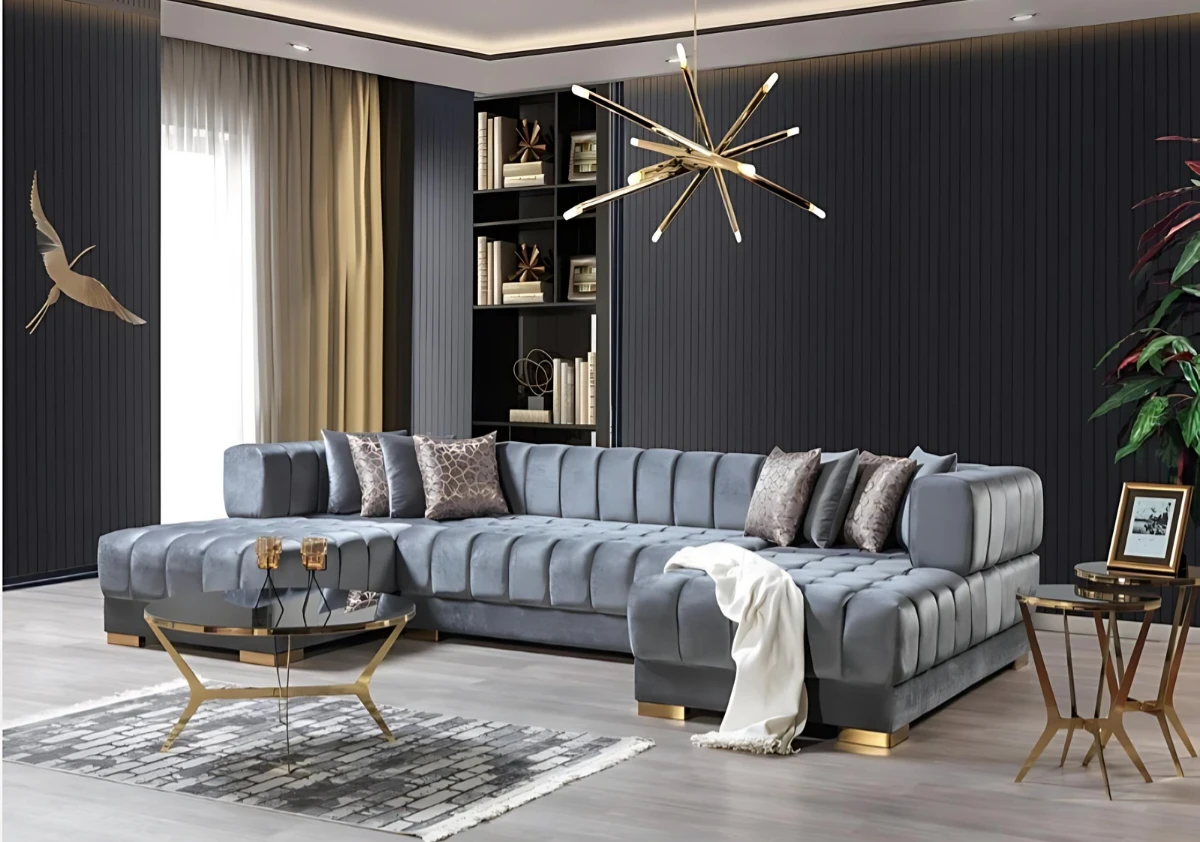 Modern Tufted U-Shaped Sectional Sofa in Velvet - photo 2