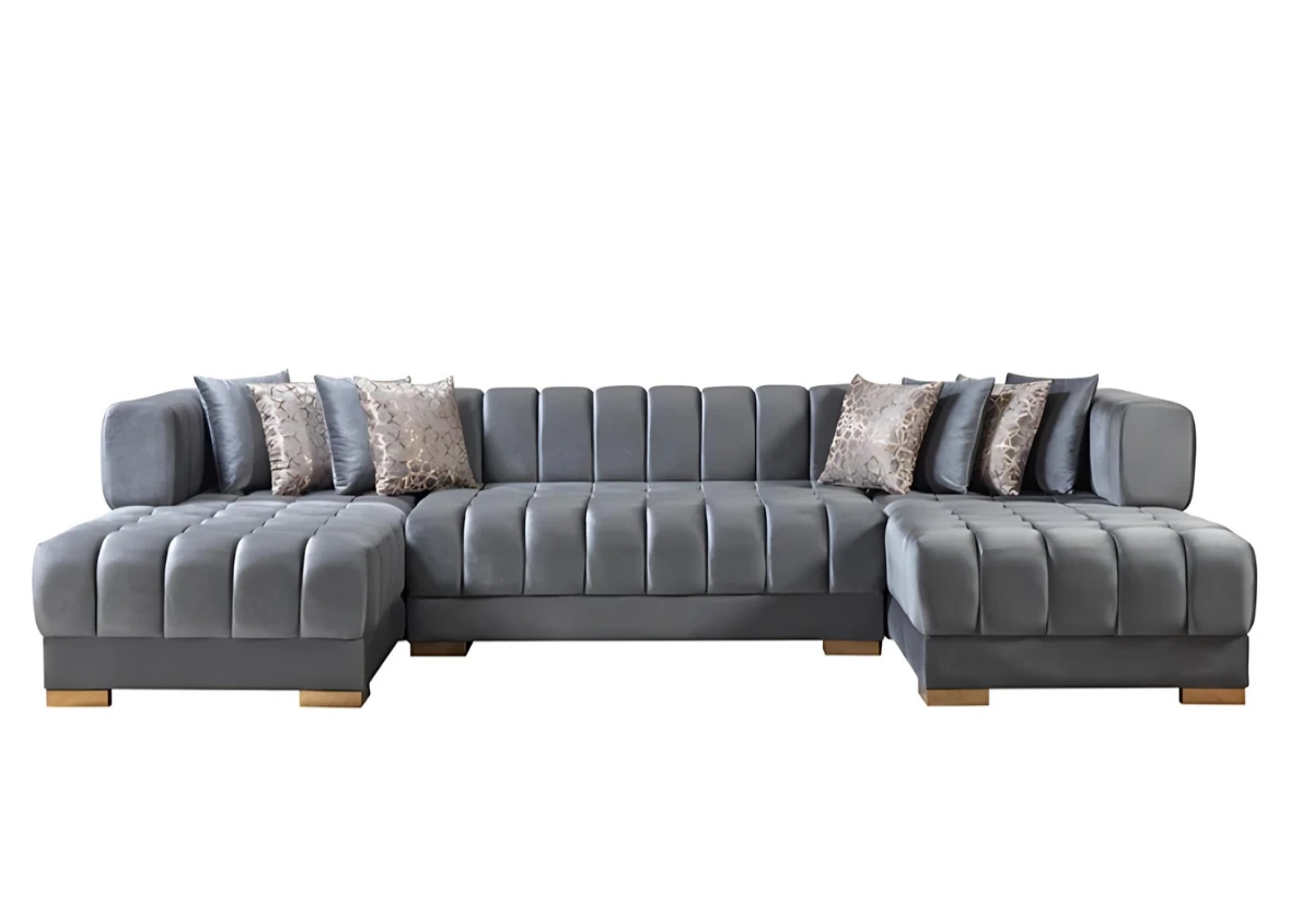 Modern Tufted U-Shaped Sectional Sofa in Velvet - photo 3