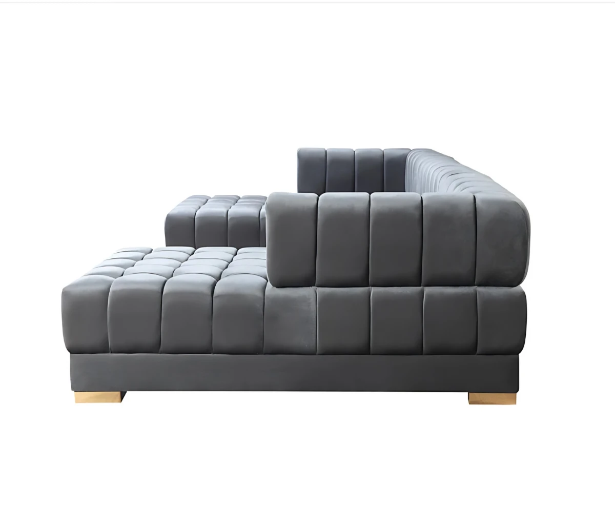 Modern Tufted U-Shaped Sectional Sofa in Velvet - photo 4