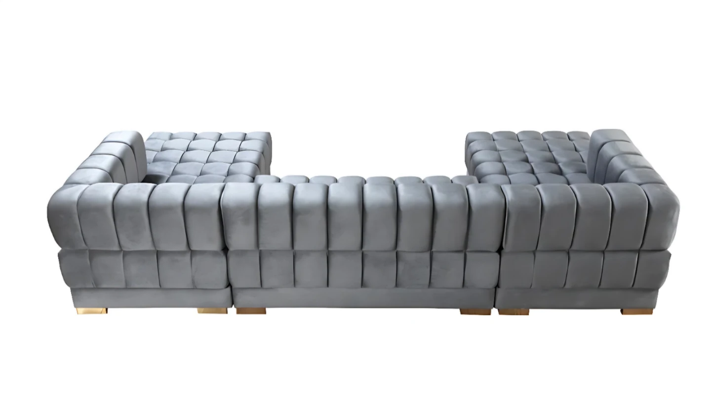 Modern Tufted U-Shaped Sectional Sofa in Velvet - photo 5