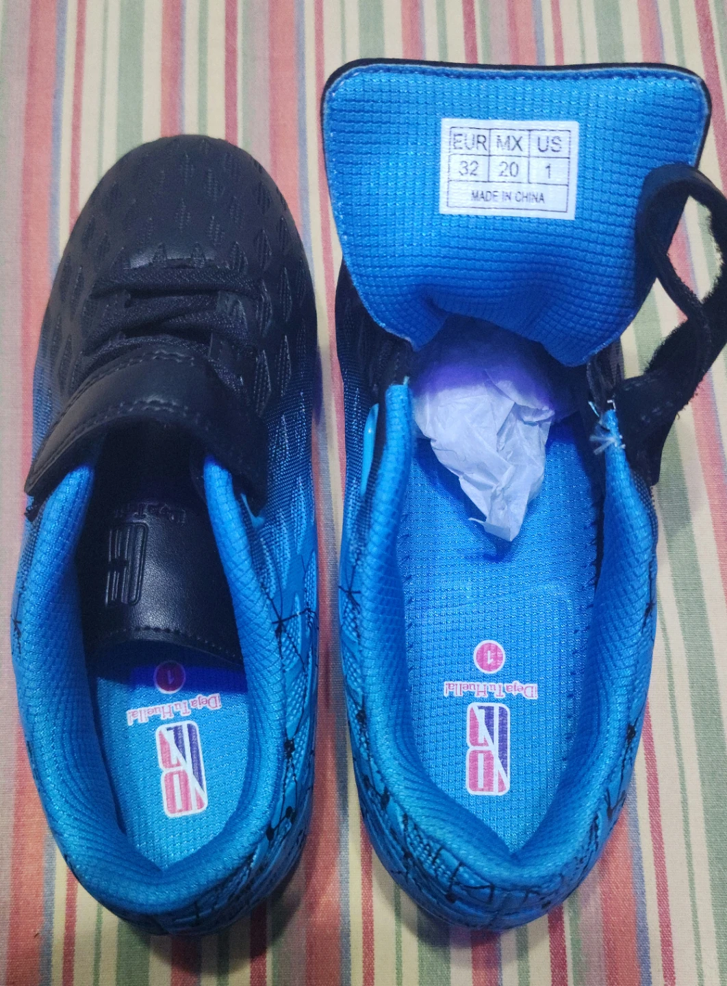 Kids Soccer Cleats - Blue & Black, Size 1