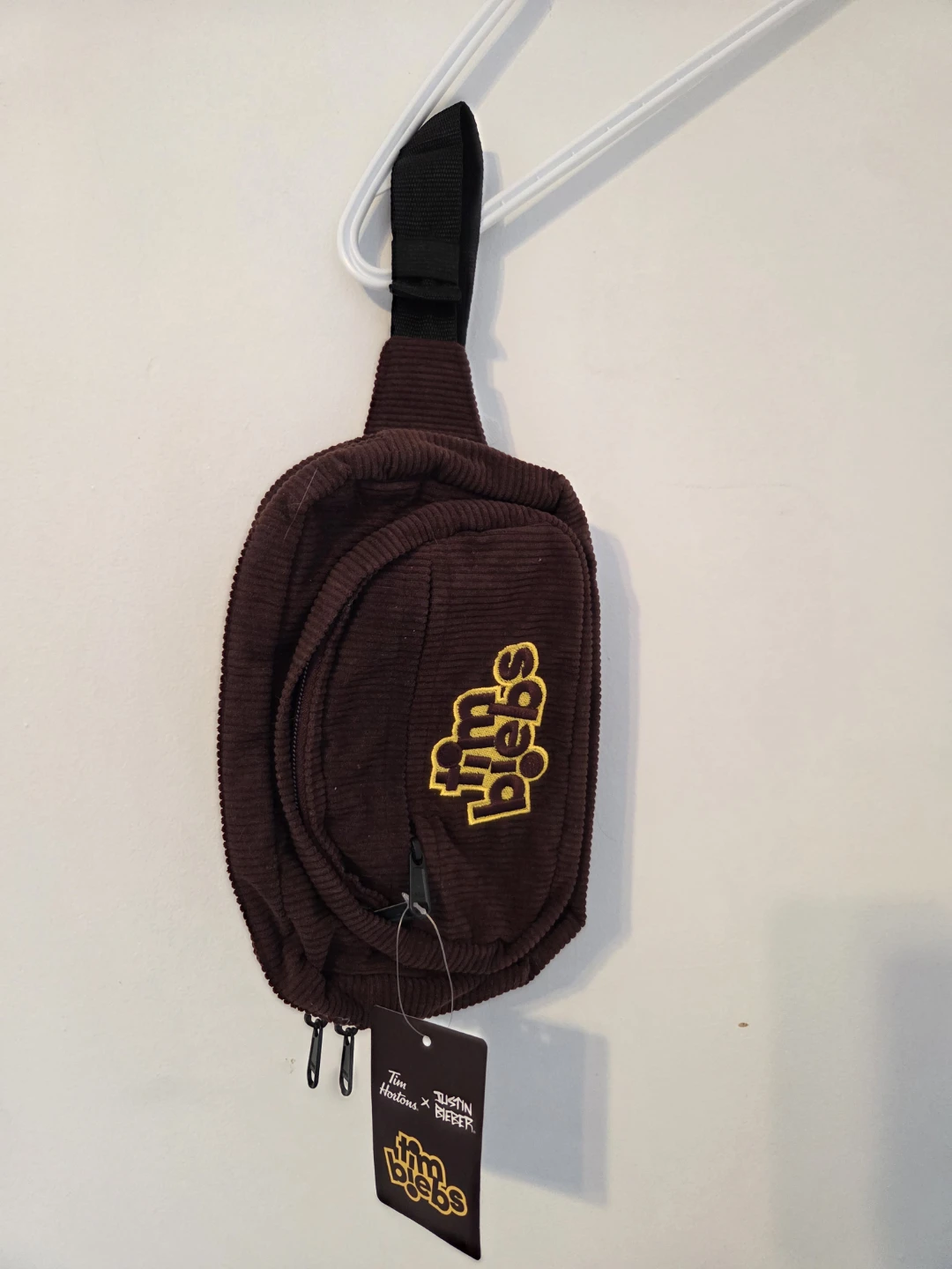 Tim Hortons x Justin Bieber "Biebs" Corduroy Crossbody Bag $30