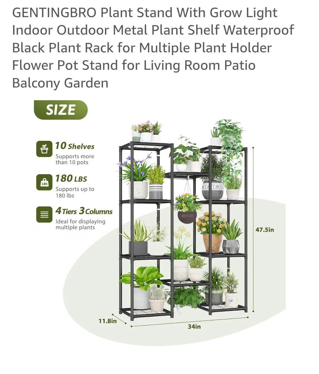 9 tier plant stand with grow light*new*