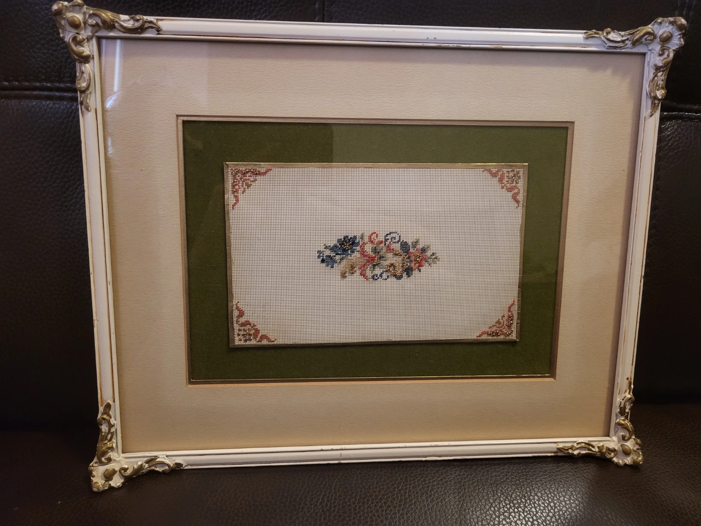 Framed Needlepoint Floral Art